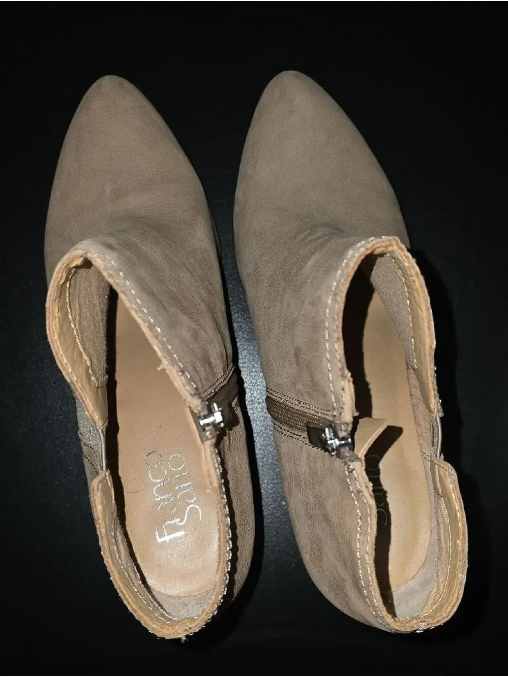 Franco Sarto‎ Shoes Womens Size 8 Taupe Suede-Look Pointed Ankle Booties Stylish